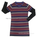 colourful striped knit girls sweaters dress with flower